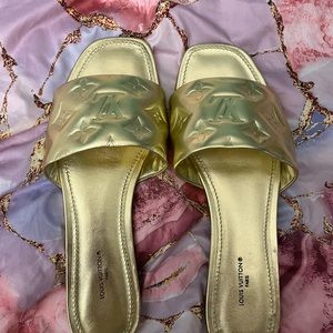 Louis Vuitton Gold Mules